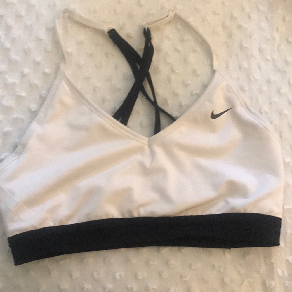 White and Black Nike Sports Bra, Medium, no insert